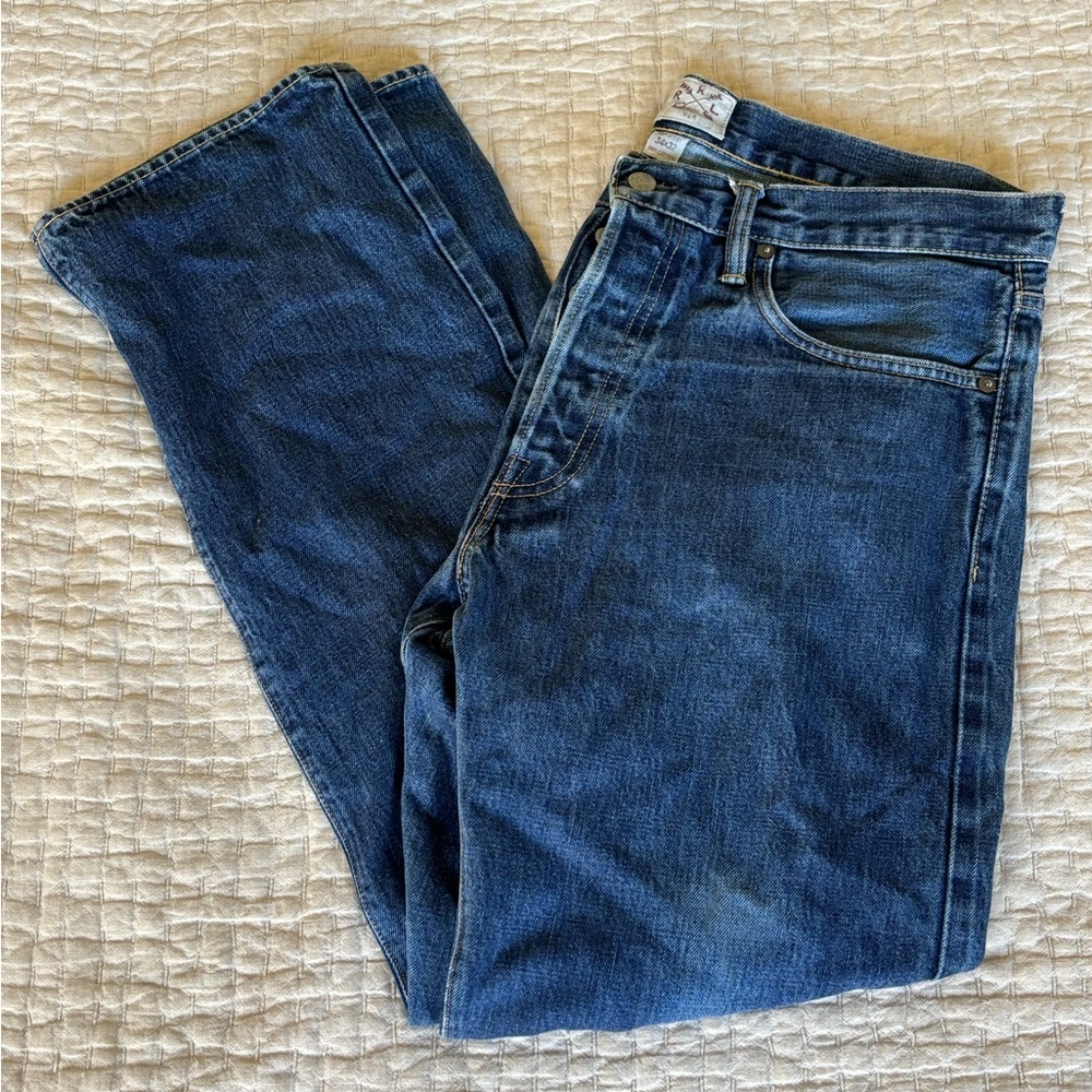 RRL Ralph Lauren Double RL Heavy Blue Denim Workhorse Jeans 34x32 - Made in USA